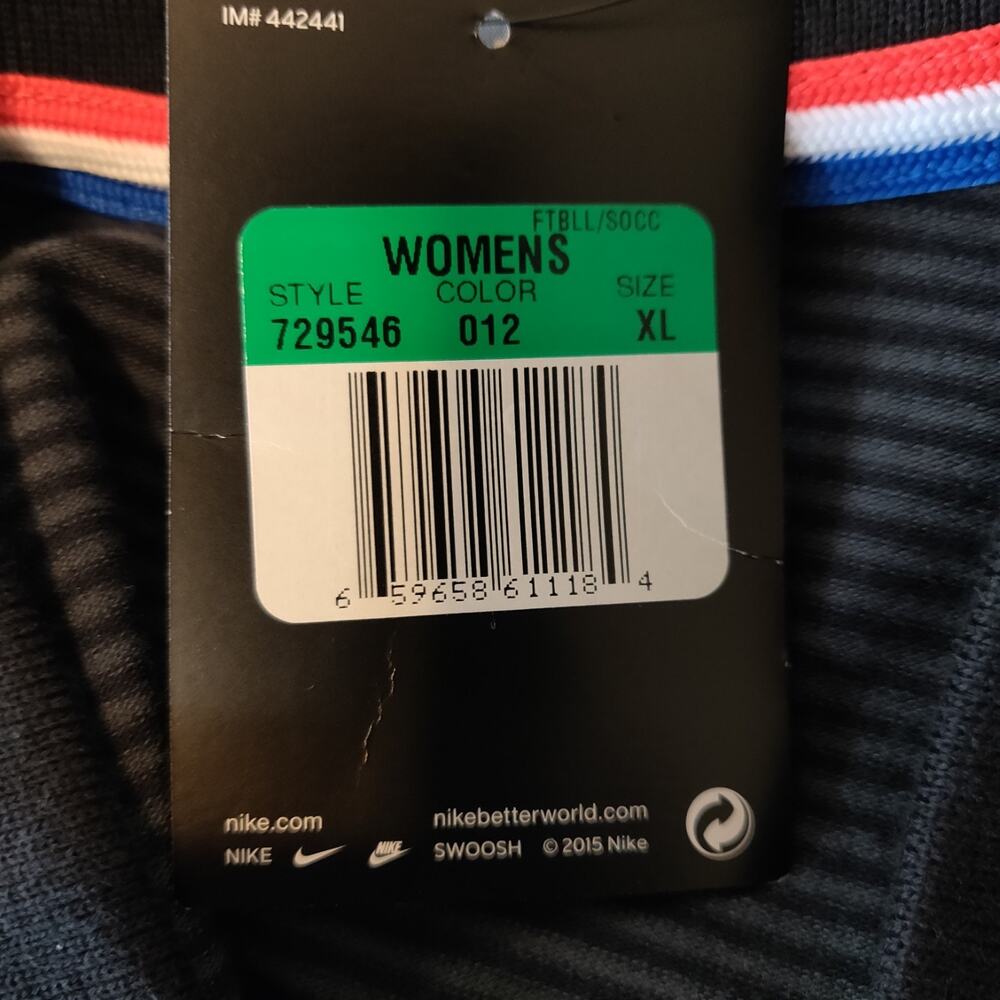 NIKE Team USA Polo Women's XL Collared Black Gray Striped Short Sleeve Buttons - Picture 7 of 16